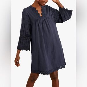 Boden / 10 / Navy Broderie Eyelet Dress / Spring, Boho, Preppy, Coastal, Casual